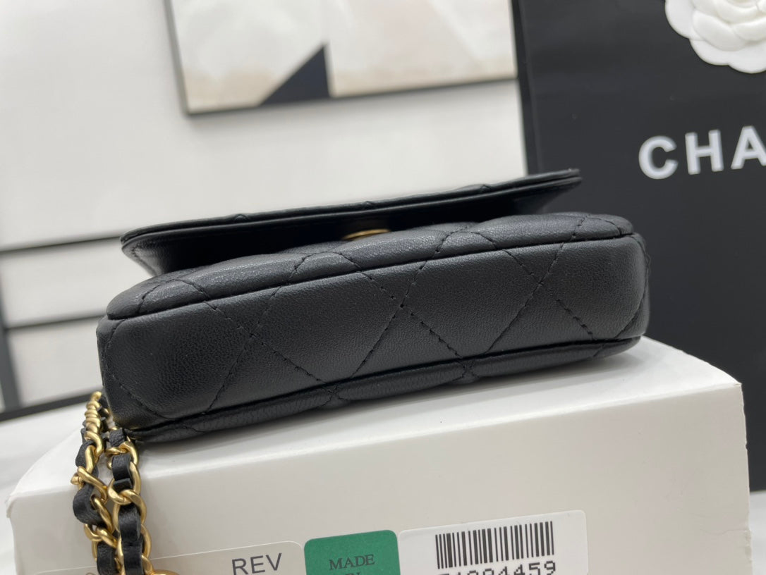 CHLMini , ’s 7.5in 19cm Black Flap Mini Bag