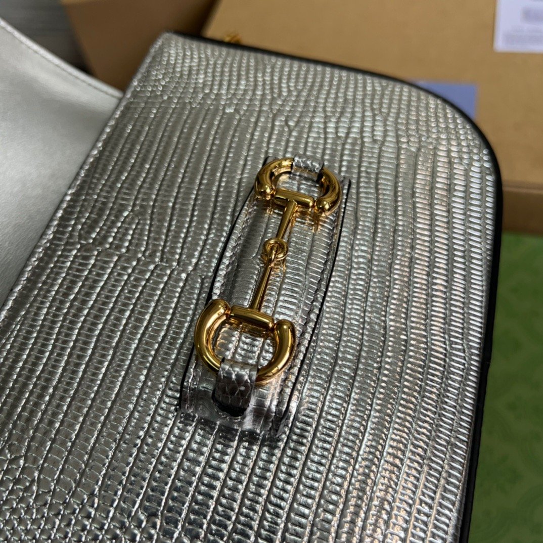 gg Horsebit Lizard , ’s Silver Mini Bag