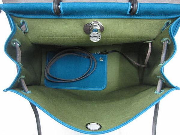 Hermes Luxury Herbag Ladies Coffee Canvas Travel Bag