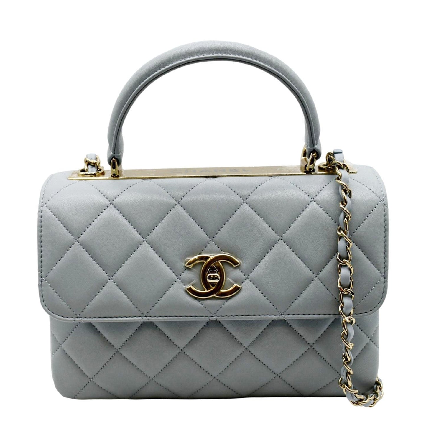 Chanel Trendy CC Top Handle Flap Leather Blue Travel Bag