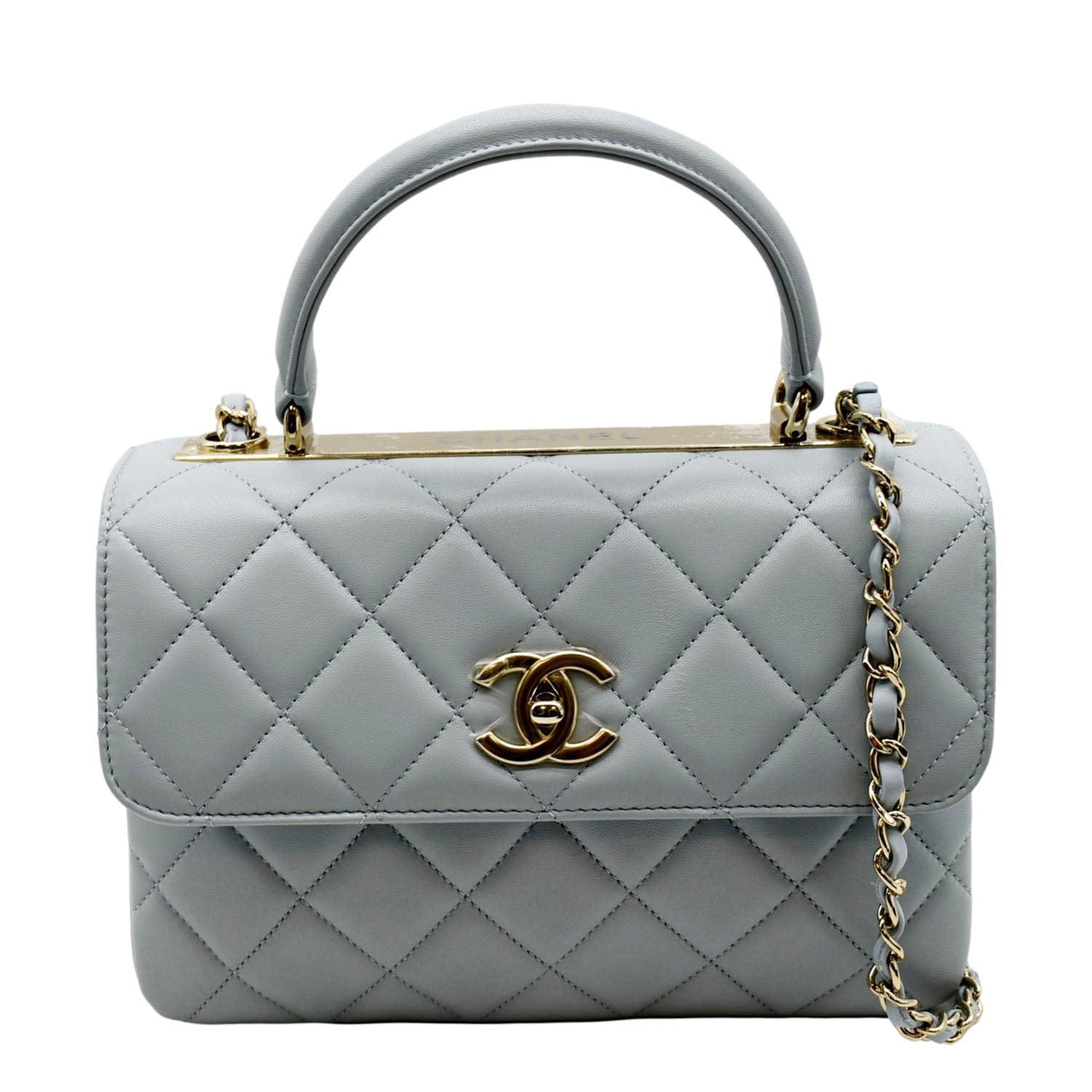 Chanel Trendy CC Top Handle Flap Leather Blue Travel Bag