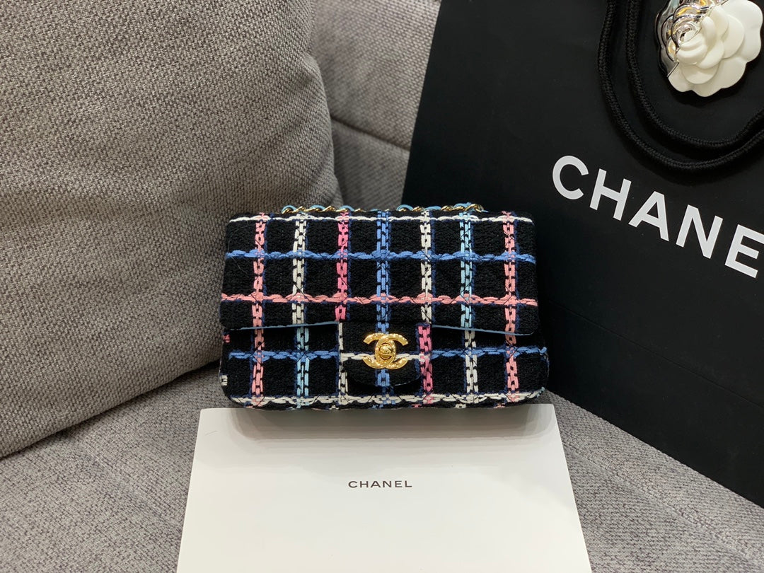 Chlnavy Sparkle Tweed Classic Rectangular Top Qualityap Mini Travel Bag