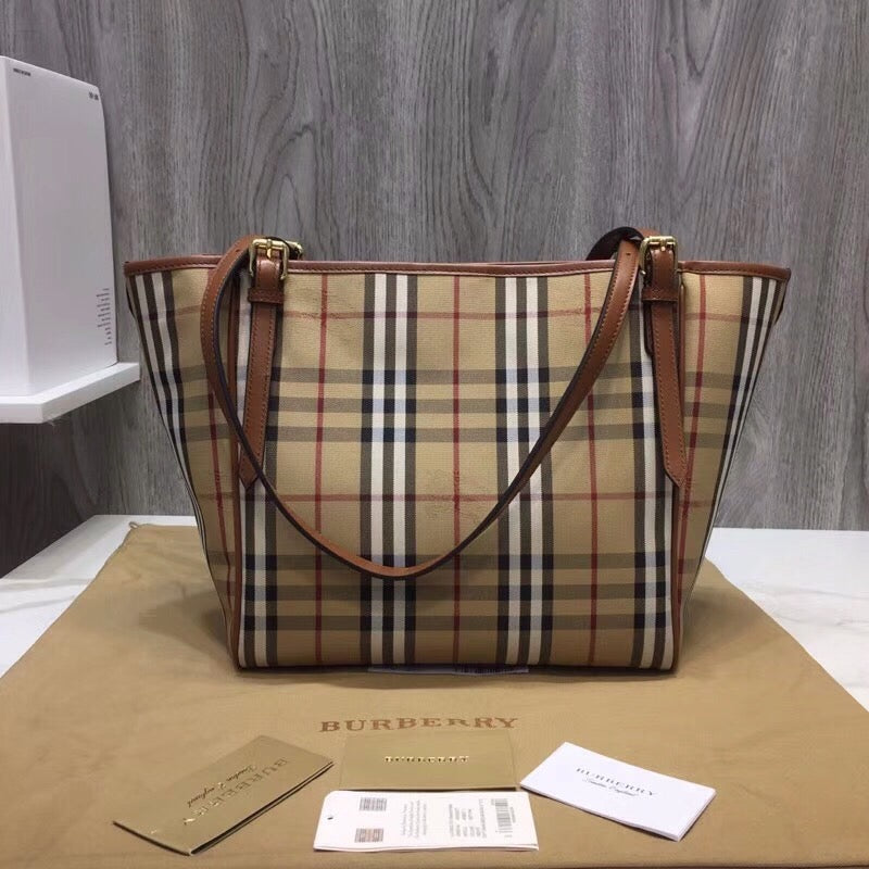 Top Quality The Canter Horseferry Check Tote Brown Small Tote Bag