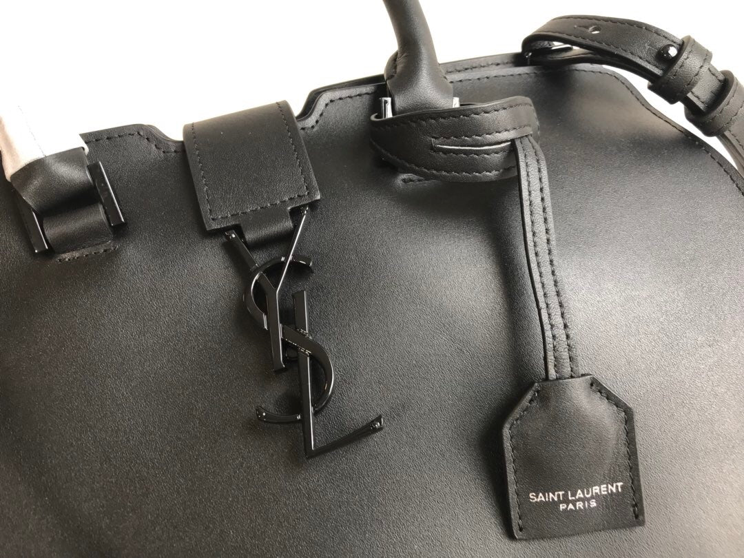YSL Saint Laurent Cabas 12in 31cm Monogram Black Small Travel Bag