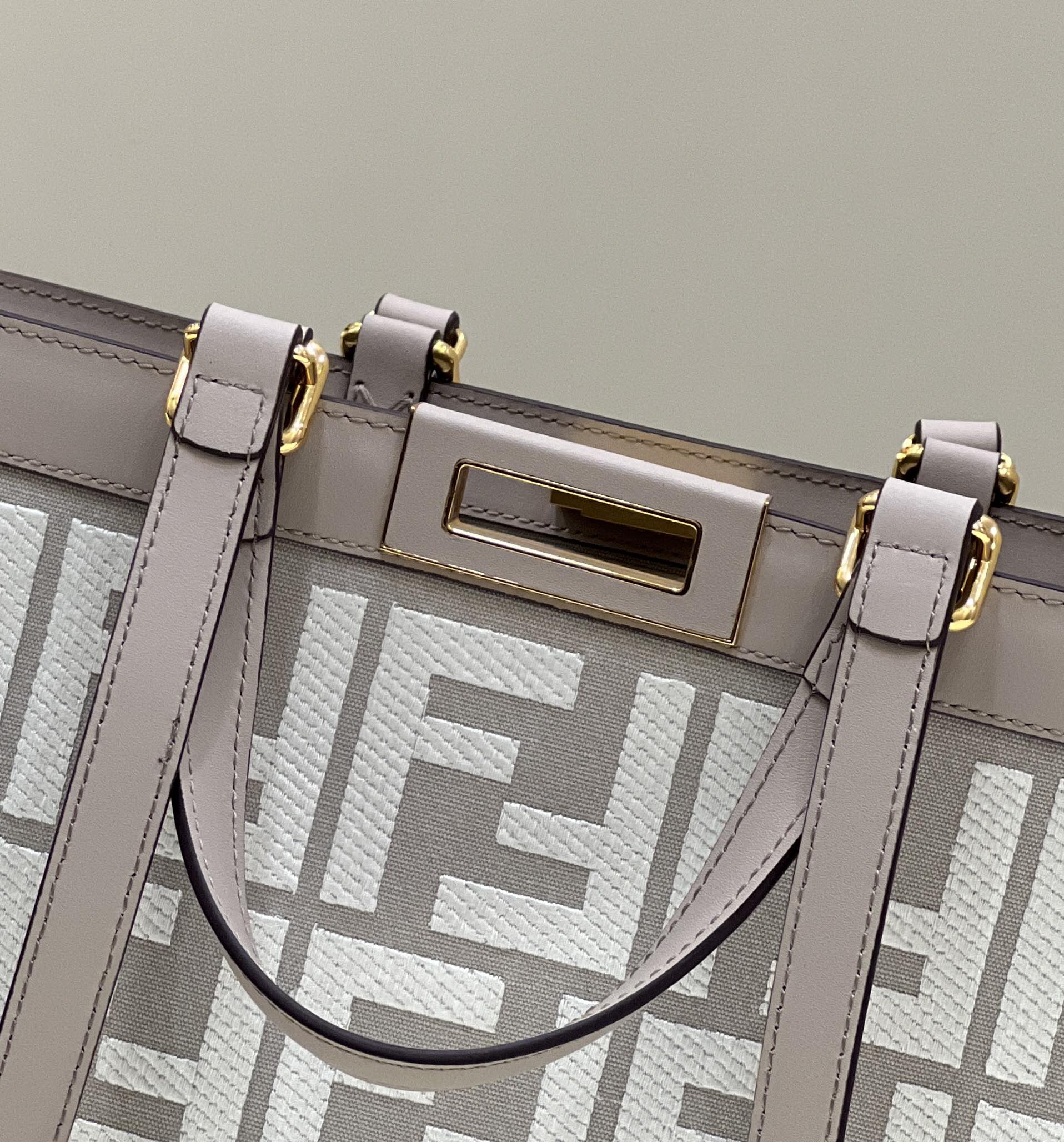 Fendi Ff Canvas White Tote Bag