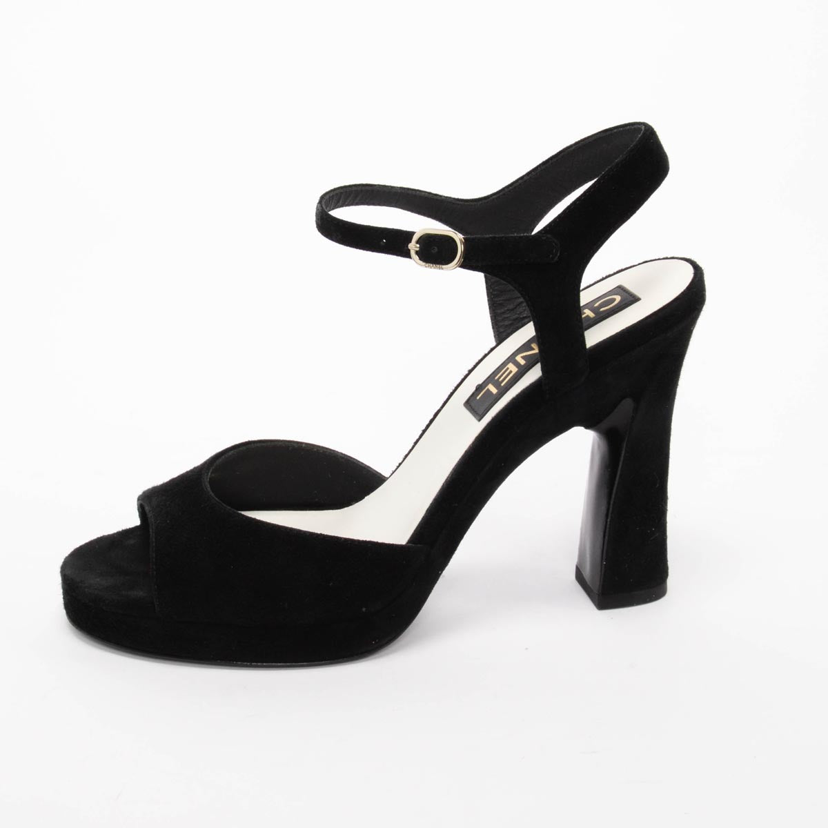 Chanel Black Suede Platform Sandals 37 for Women