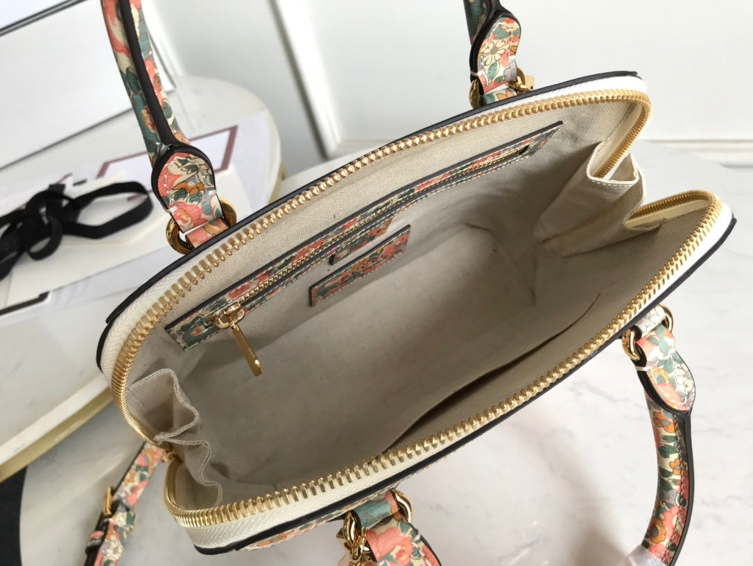 gg Horsebit Printing Liberty 10in Small Top Handle Handbag