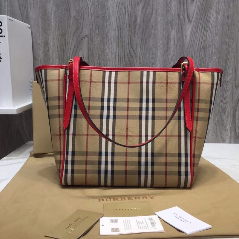 Top Quality The Canter Horseferry Check Tote Red Small Tote Bag