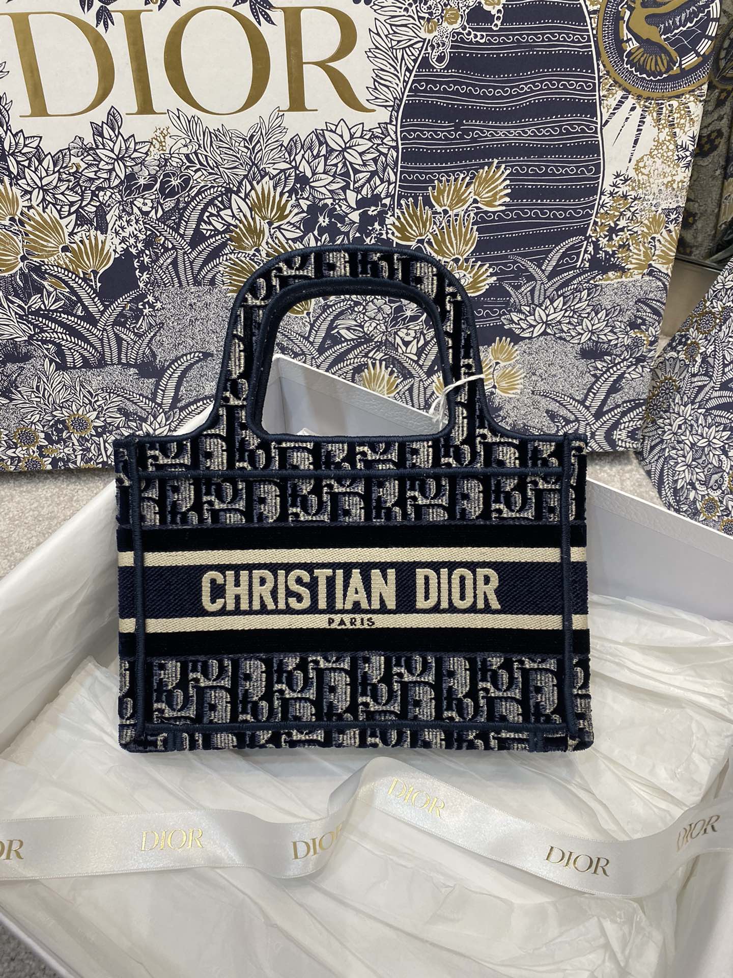Book Oblique Embroidery Cd Black Blue Mini Tote Bag