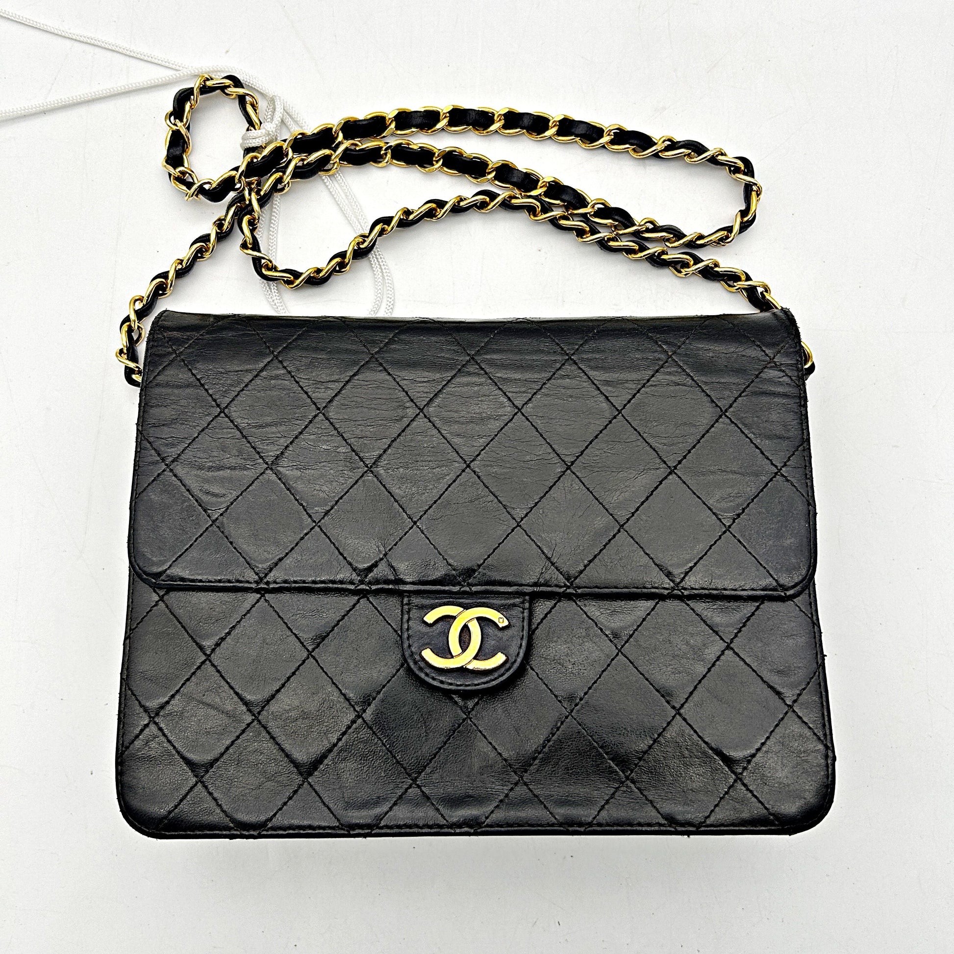 CHANEL | Bags | Chanel Vtg Cc Logo Old Medium Black Matelasse Quilted Shoulder Bag LA8553