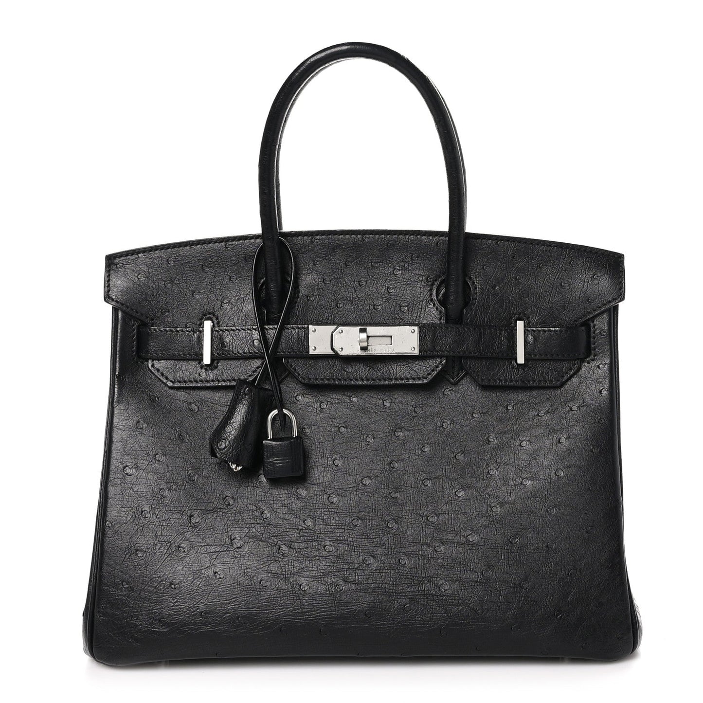 Hermes Ostrich Birkin Handbag Black Travel Bag