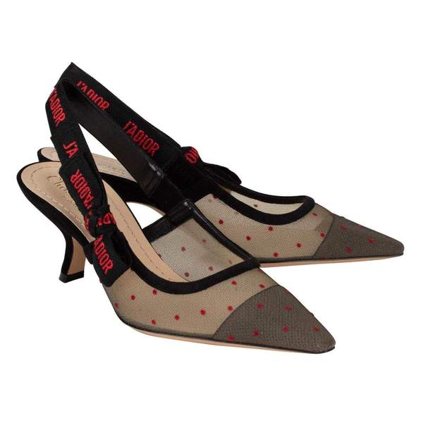 Dior Ja Polka Dot Slingback Pumps Handbag Shoes