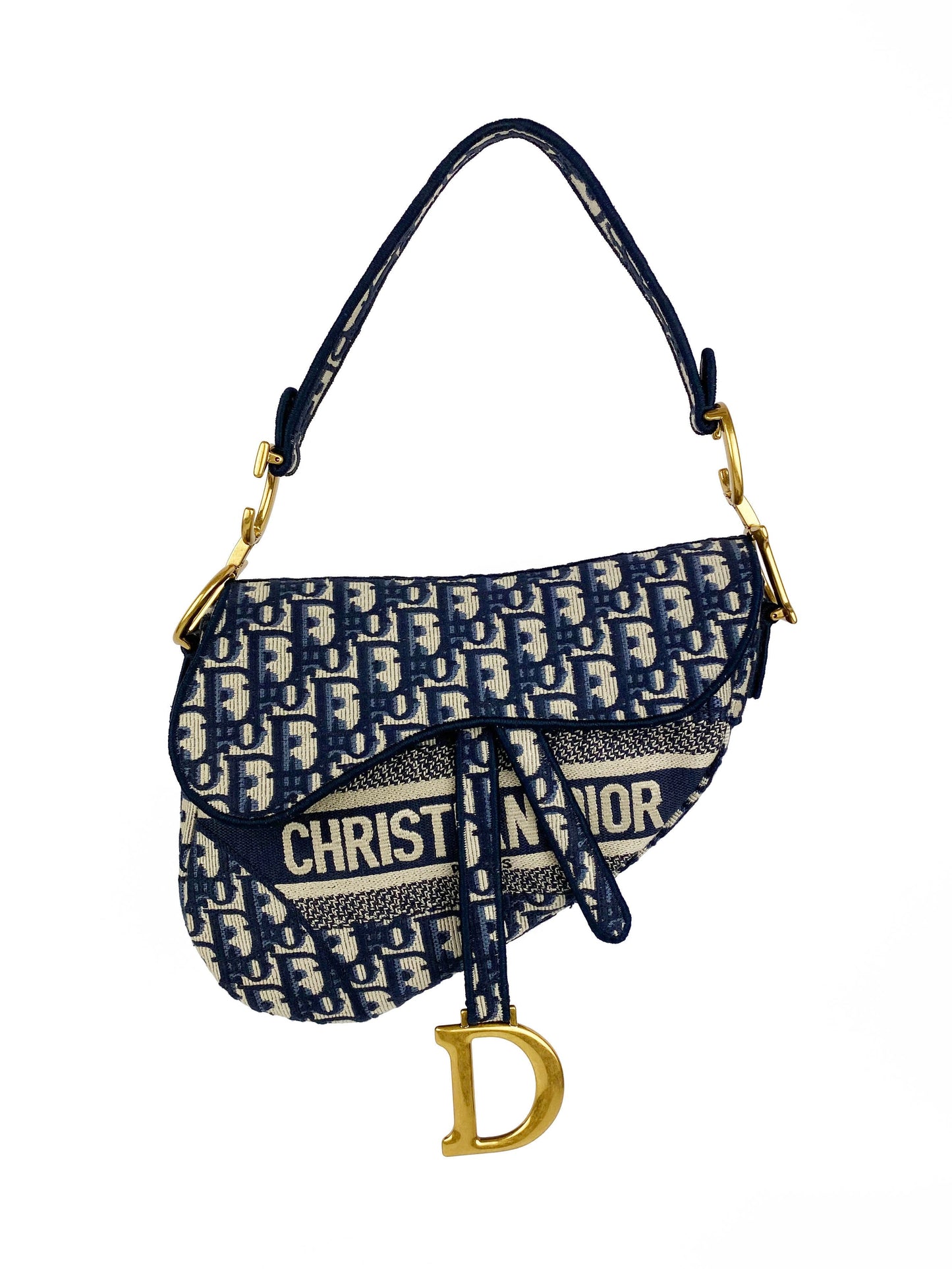 Dior Handbag Christian Oblique Saddle Bag Blue