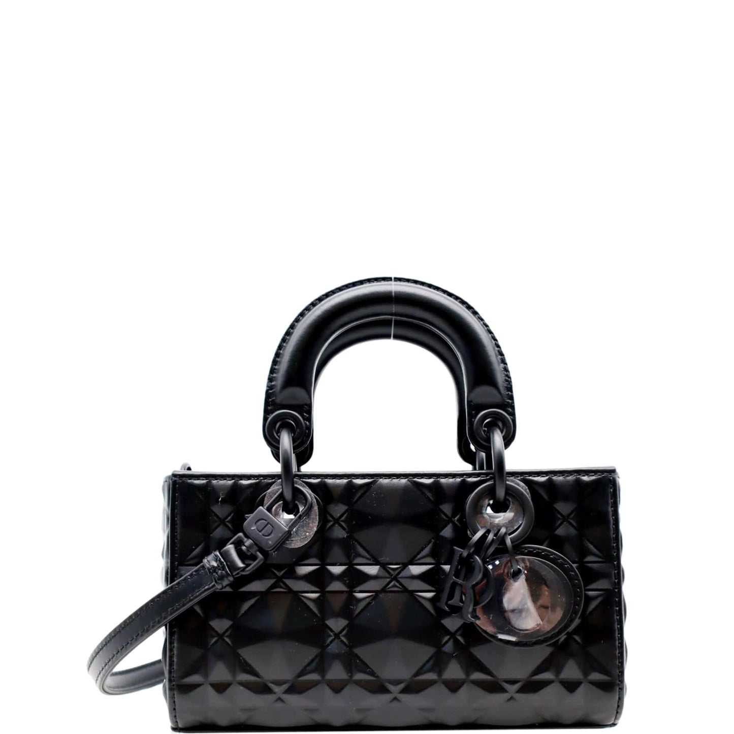 Dior Lady Joy Diamond Motif Shoulder Bag Black Chain