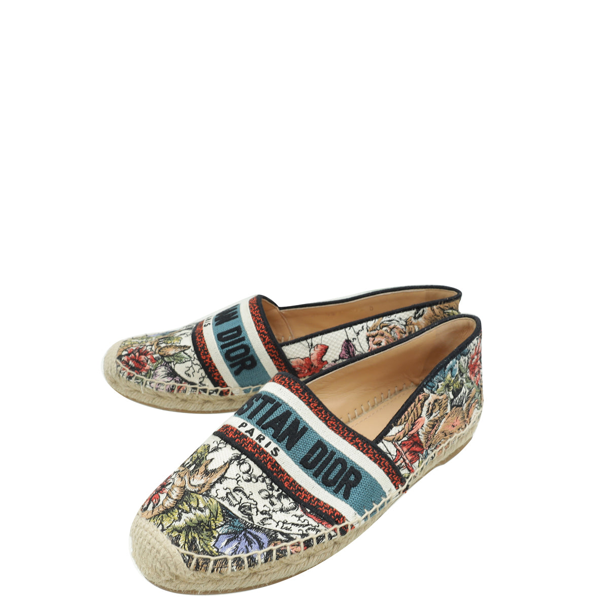 Dior Shoe Christian Mille Fleurs Granville Espadrille 37.5 Multicolor Embroidered Shoes