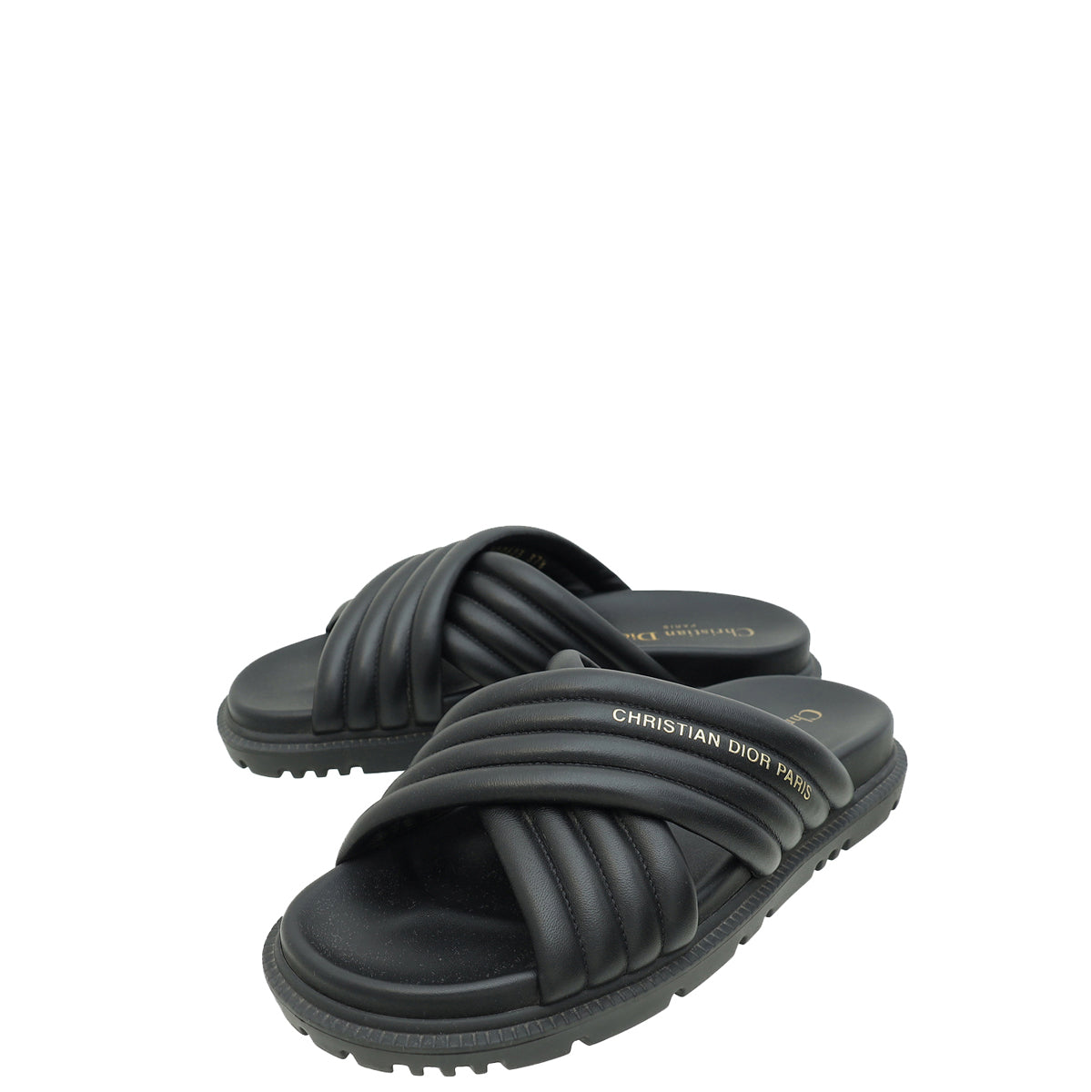 Dior Shoe Christian D-Cross Sandal 37.5 Black Shoes