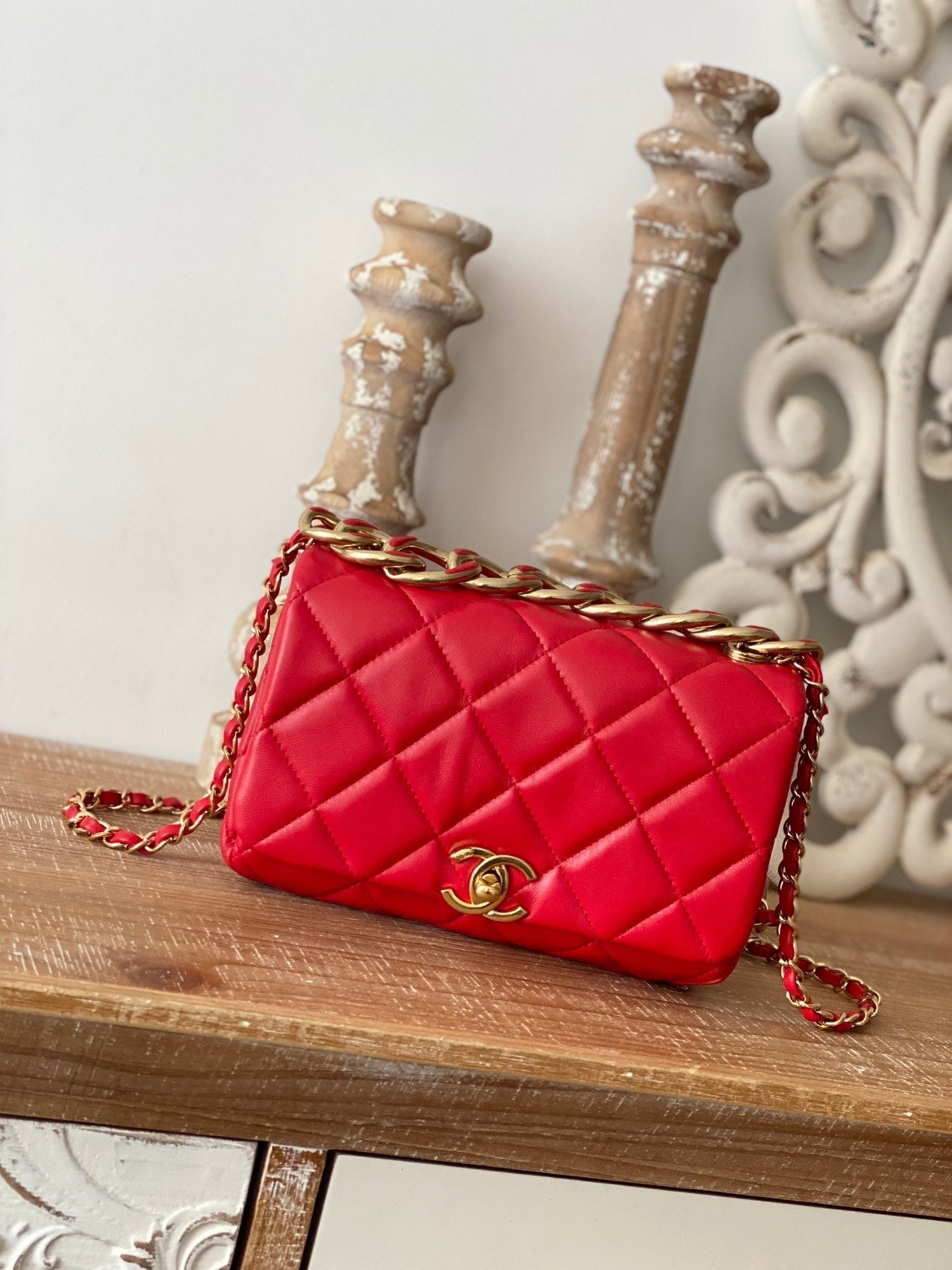 CHL Classic Diamond , ’s Red Flap Handbag