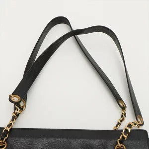 Chanel Triple Coco Caviar Skin Shoulder Bag Black Chain