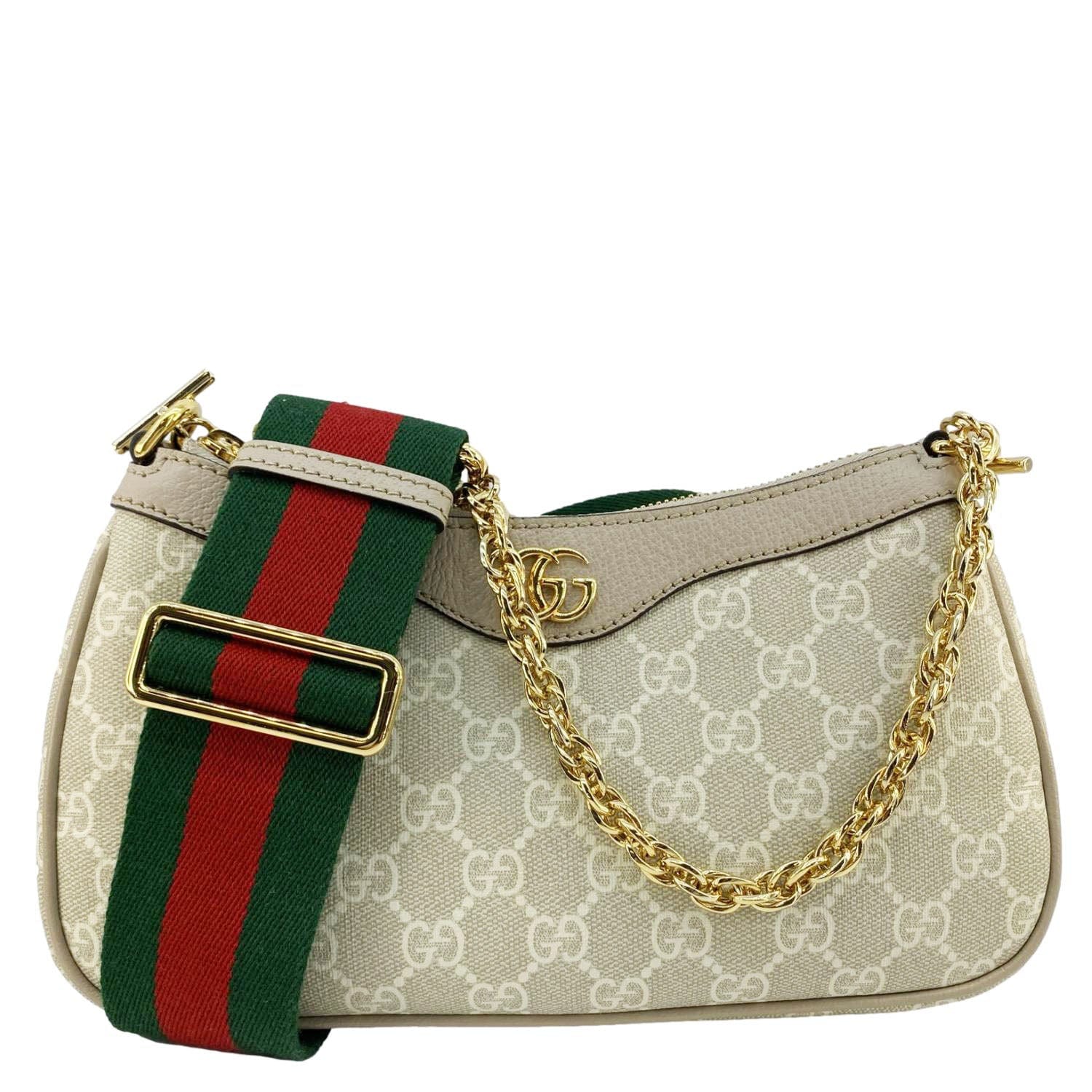 Gucci Ophidia Web Supreme Shoulder Bag Canvas Beige Small 735133