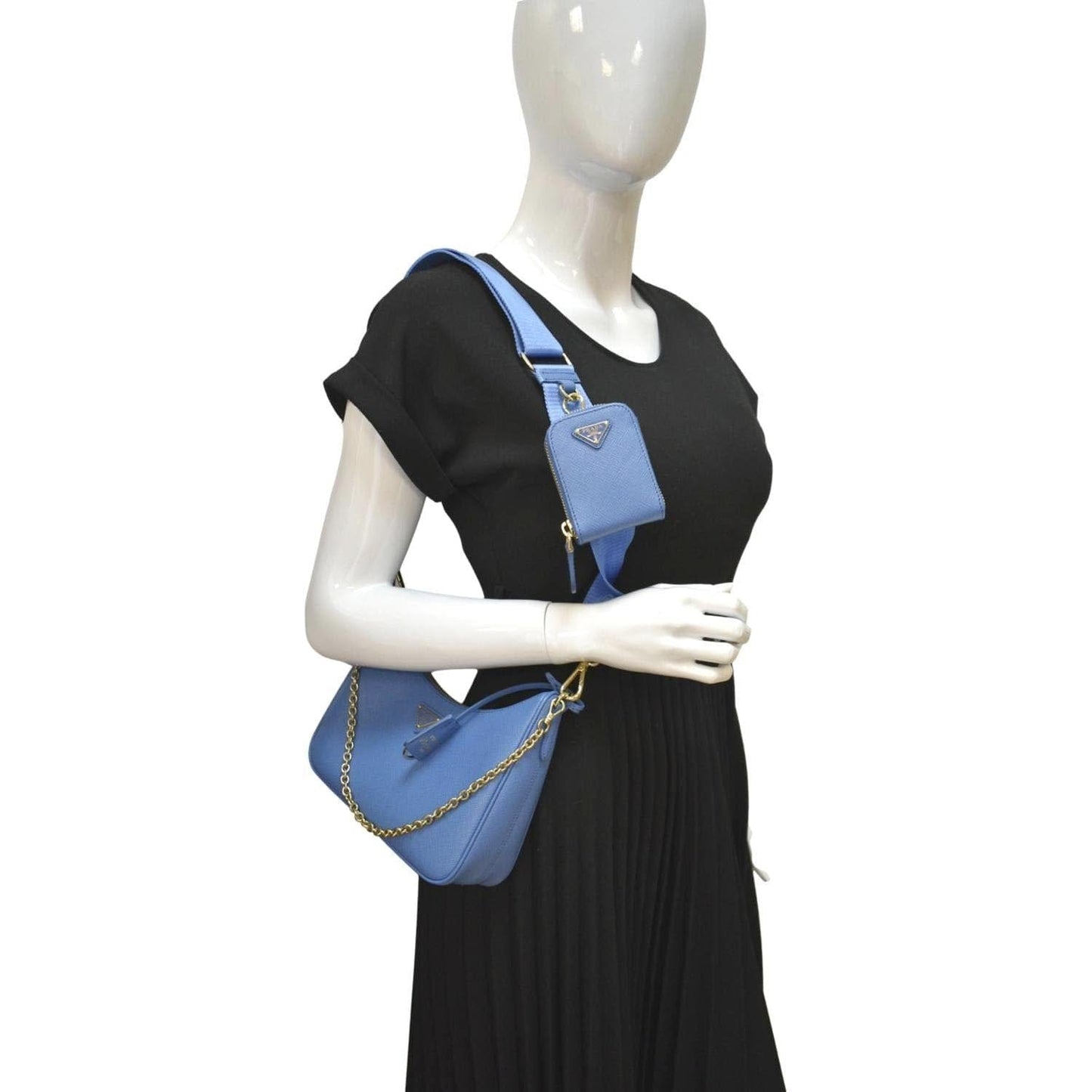 Prada Re Edition Shoulder Bag Leather Saffiano Blue