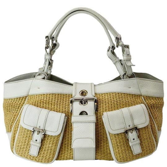 Prada Paglia Daino Naturale Satchel Bag Natural Leather Vitello