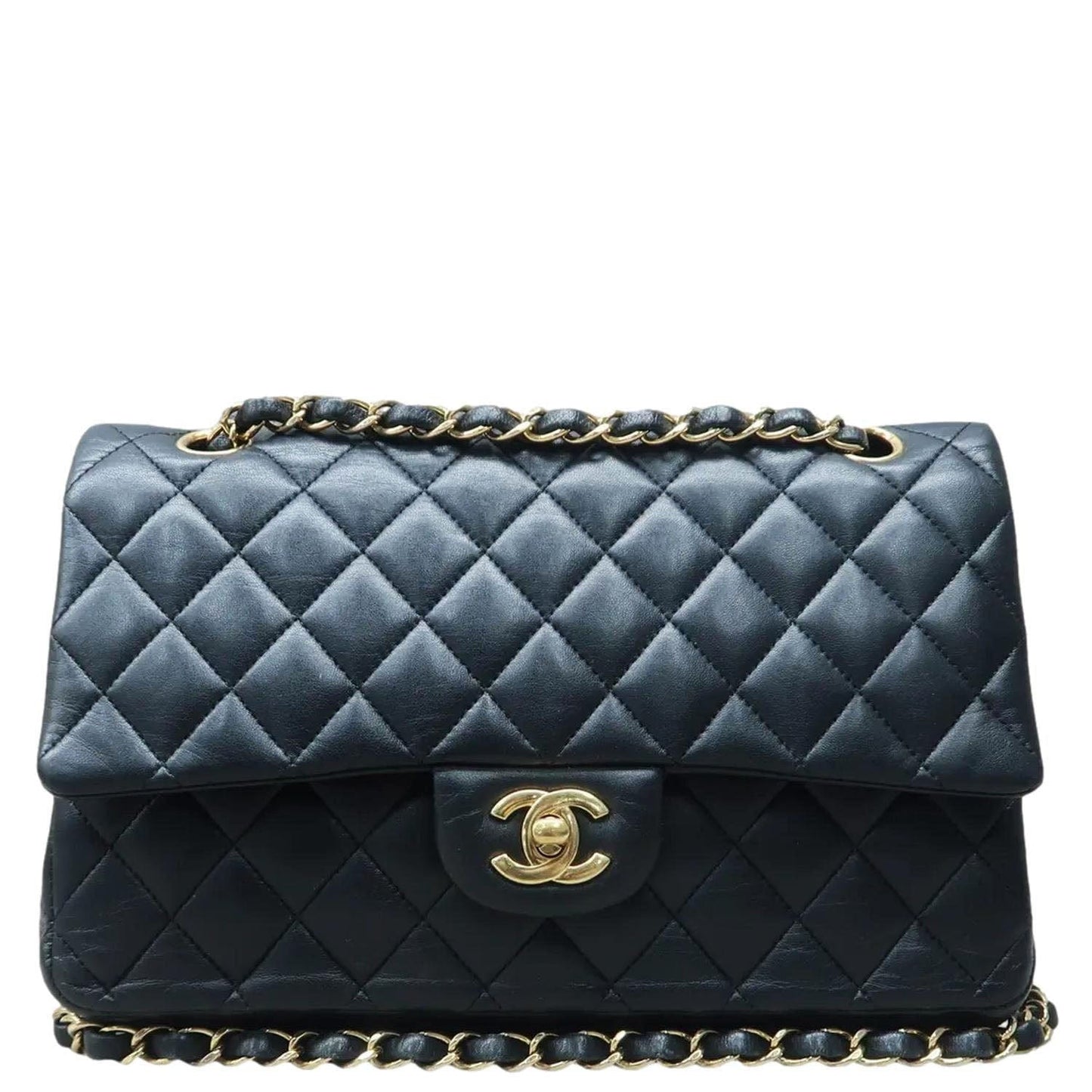 Chanel Classic Double Flap Quilted Leather Black Travel Bag Bag Black
