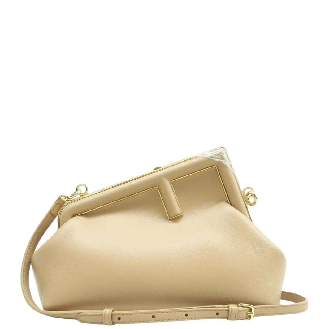 Fendi First Nappa Shoulder Bag Leather Beige
