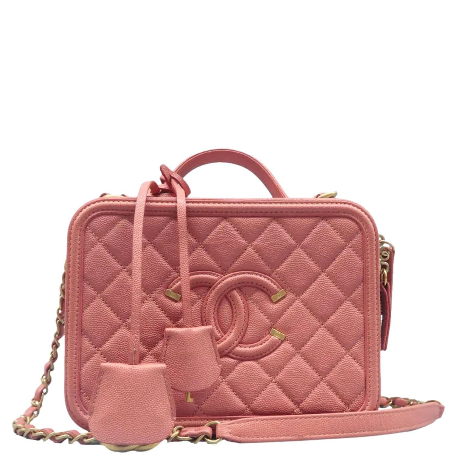 Chanel Vanity Filigree CC Caviar Quilted Pink Travel Bag Pink 1