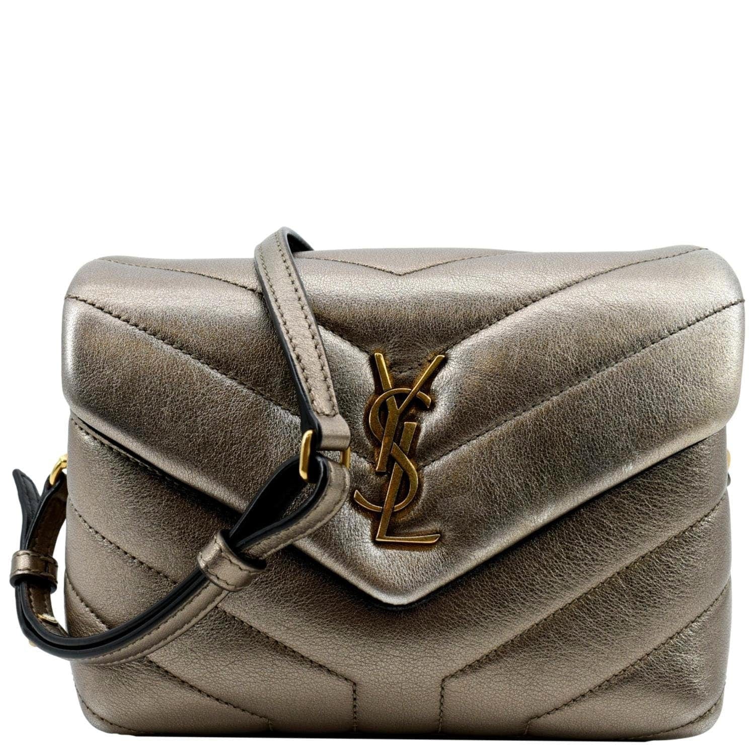YSL Saint Laurent Saint Loulou Toy Crossbody Bag Metallic Leather Matelasse