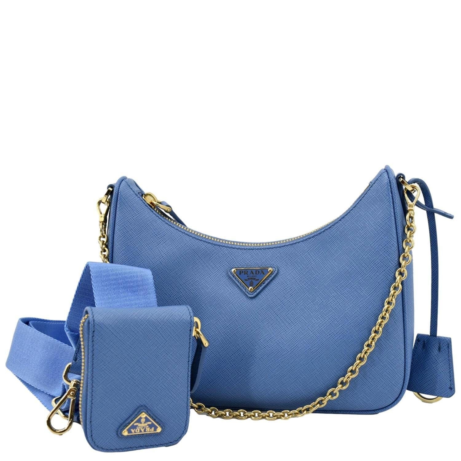 Prada Re Edition Shoulder Bag Leather Saffiano Blue