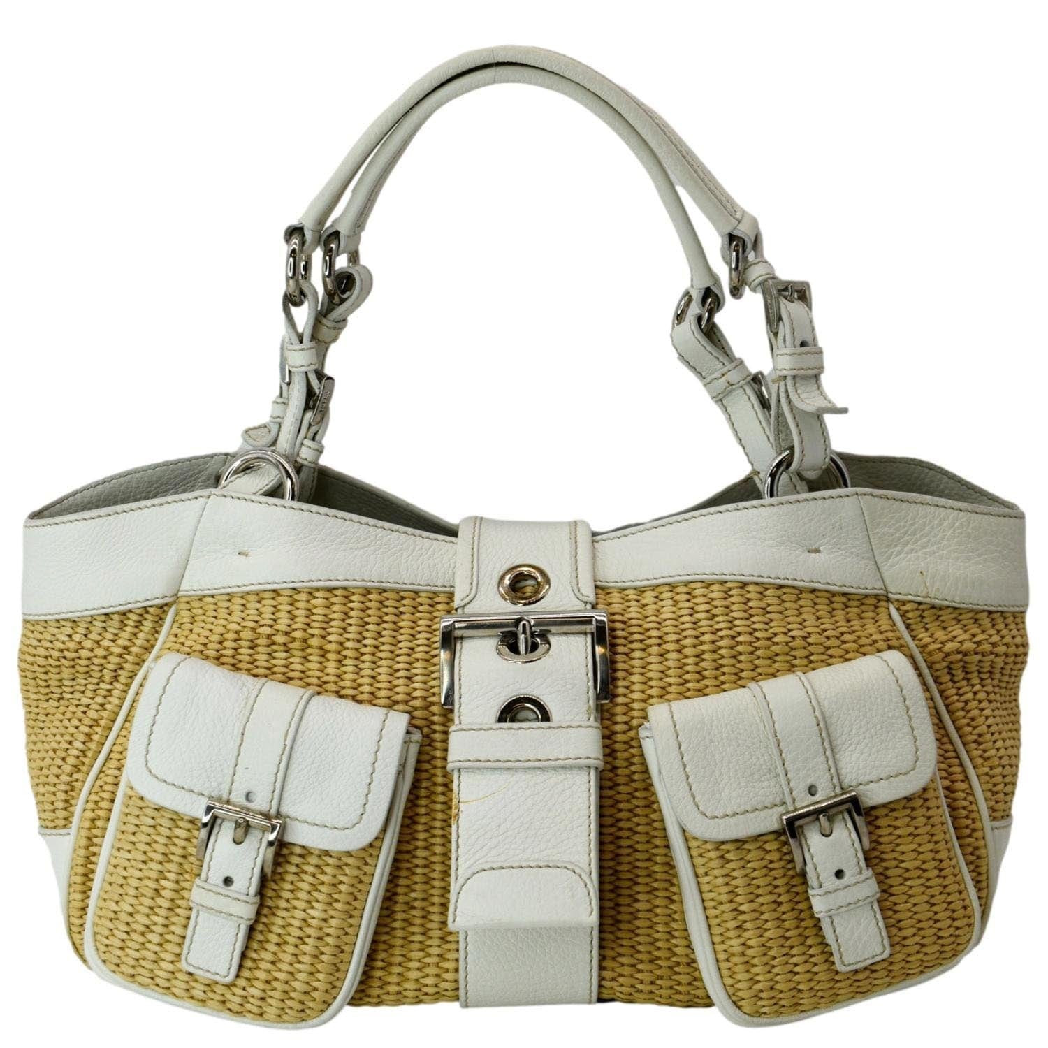 Paglia Vitello Daino Naturale Satchel Bag Natural Leather Travel Bag