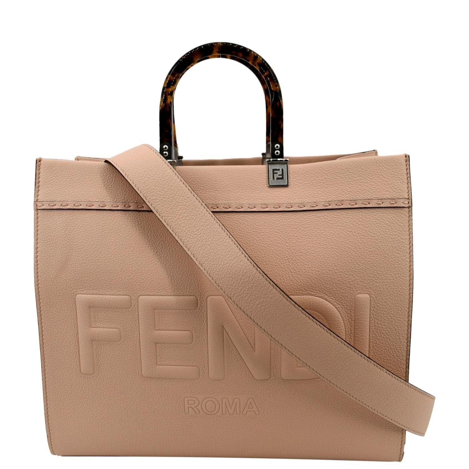 Fendi Sunshine Full Grain Shopper Tote Beige Medium Tote Bag