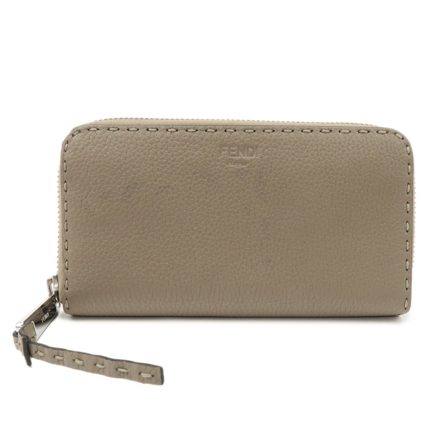 Selleria Around Long Wallet Greige d Leather Zip Handbag