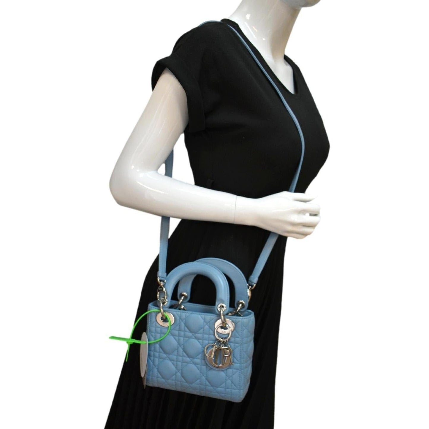 Dior Lady Cannage Lambskin Shoulder Bag Leather Blue