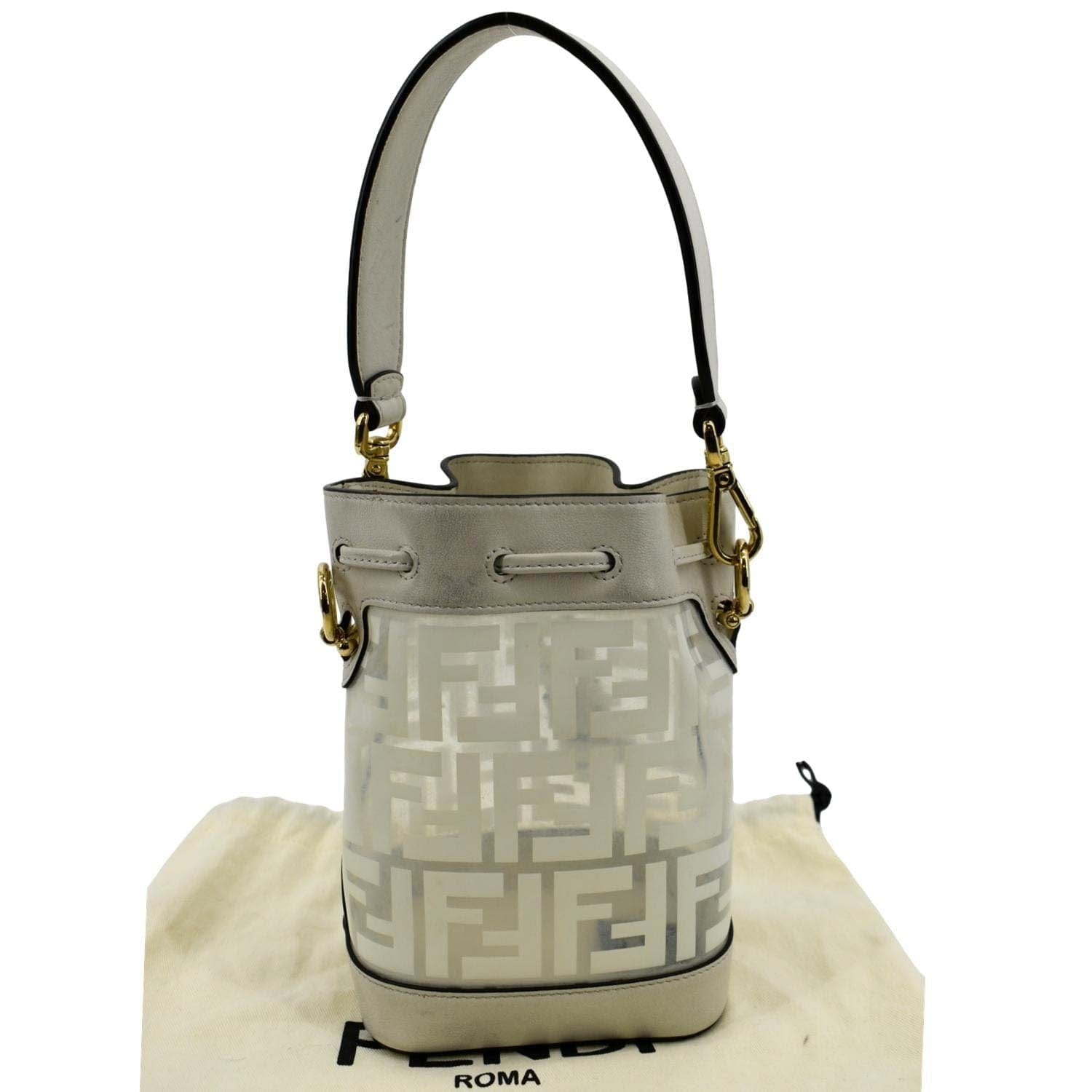 Fendi Mon Tresor Drawstring Ff Pvc Bag Leather White Bucket Bucket Bag