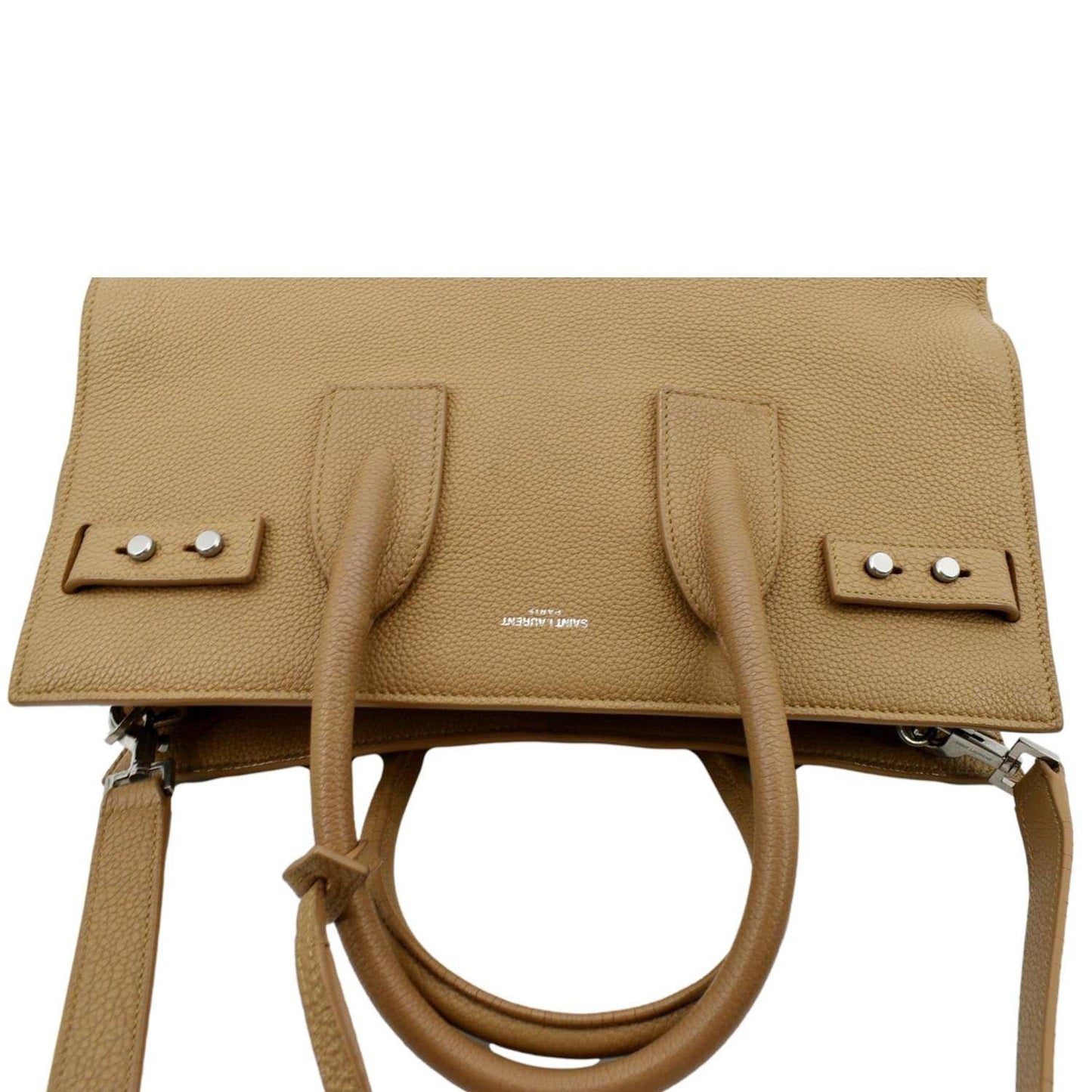 YSL Saint Laurent Yves Women Sac De Jour Shoulder Bag Dark Leather Beige