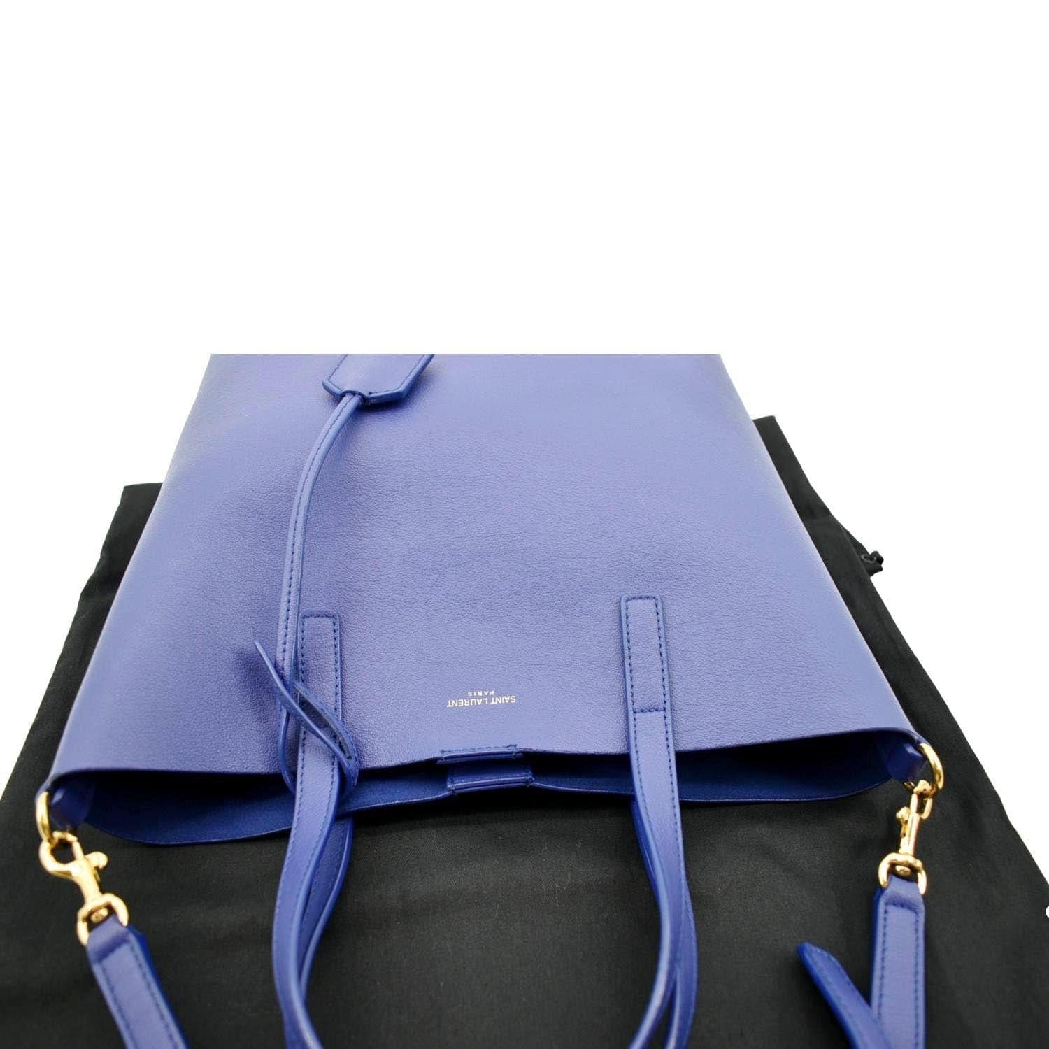 YSL Saint Laurent Yves Supple Shopping Tote Bag Leather Purple Toy Shoulder Bag