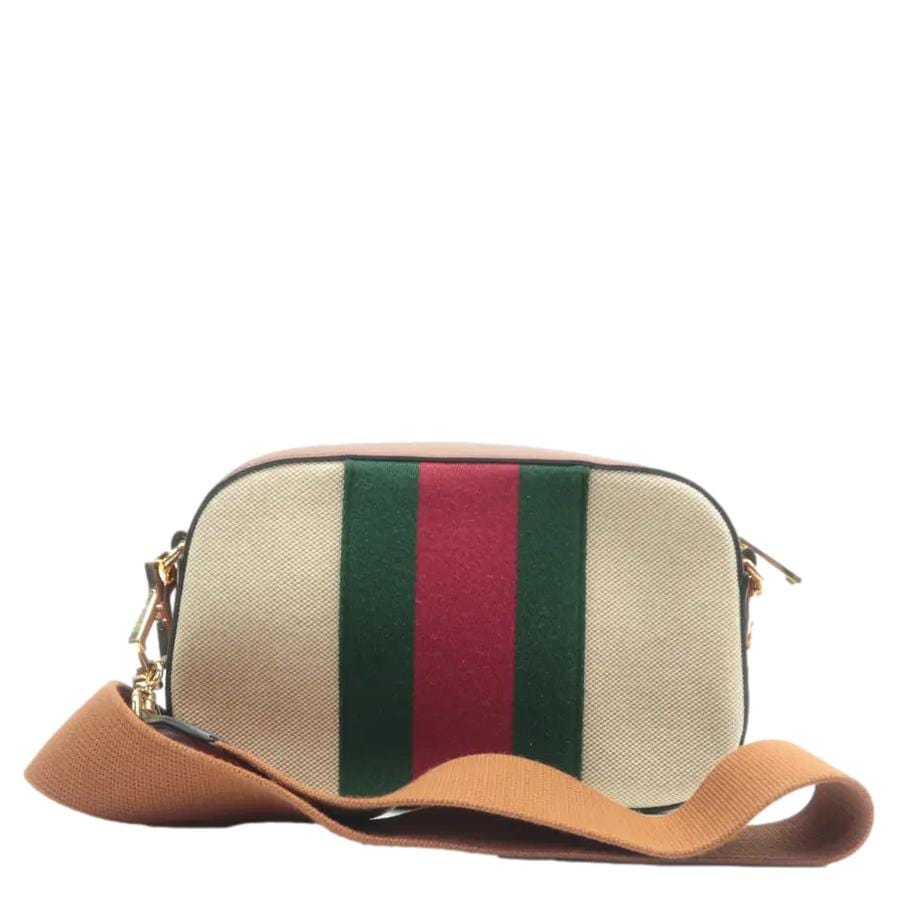 Gucci Web Shoulder Bag Canvas Beige