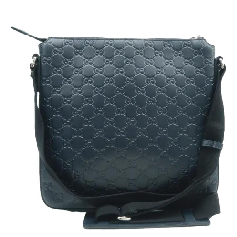 Gucci Courrier Zip Messenger Bag Leather Blue Shoulder Bag