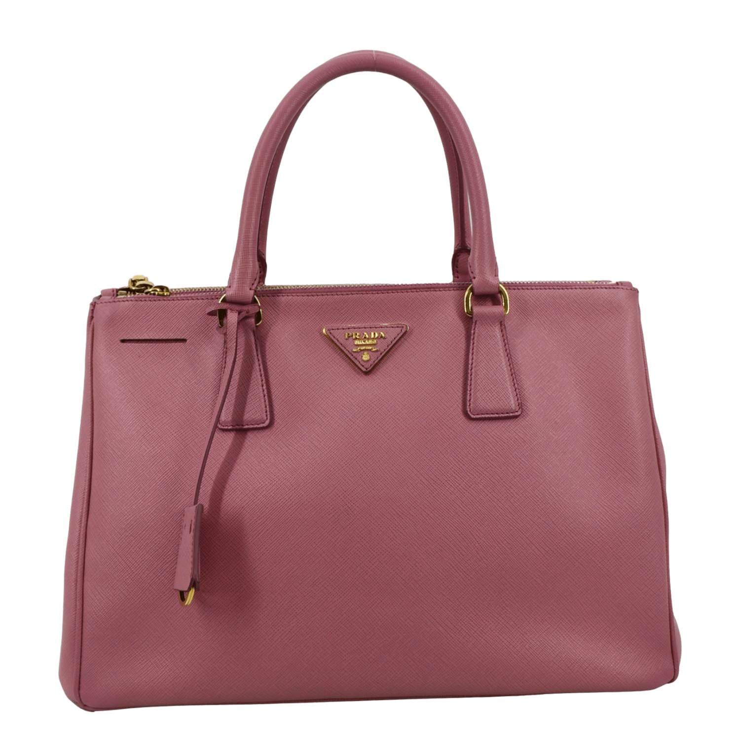 Galleria Double Zip Saffiano Tote Bag Leather Pink Bag Pink