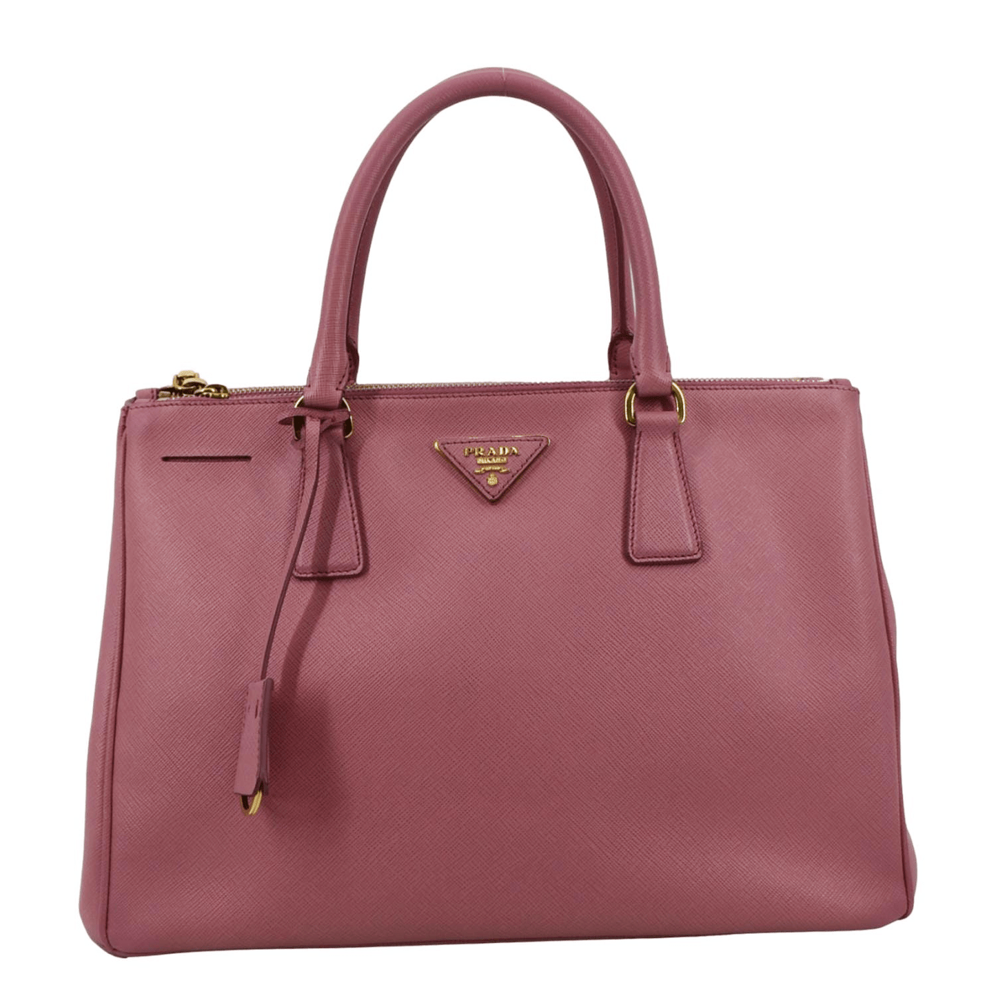 Prada Galleria Double Tote Bag Leather Saffiano Pink Shoulder Bag