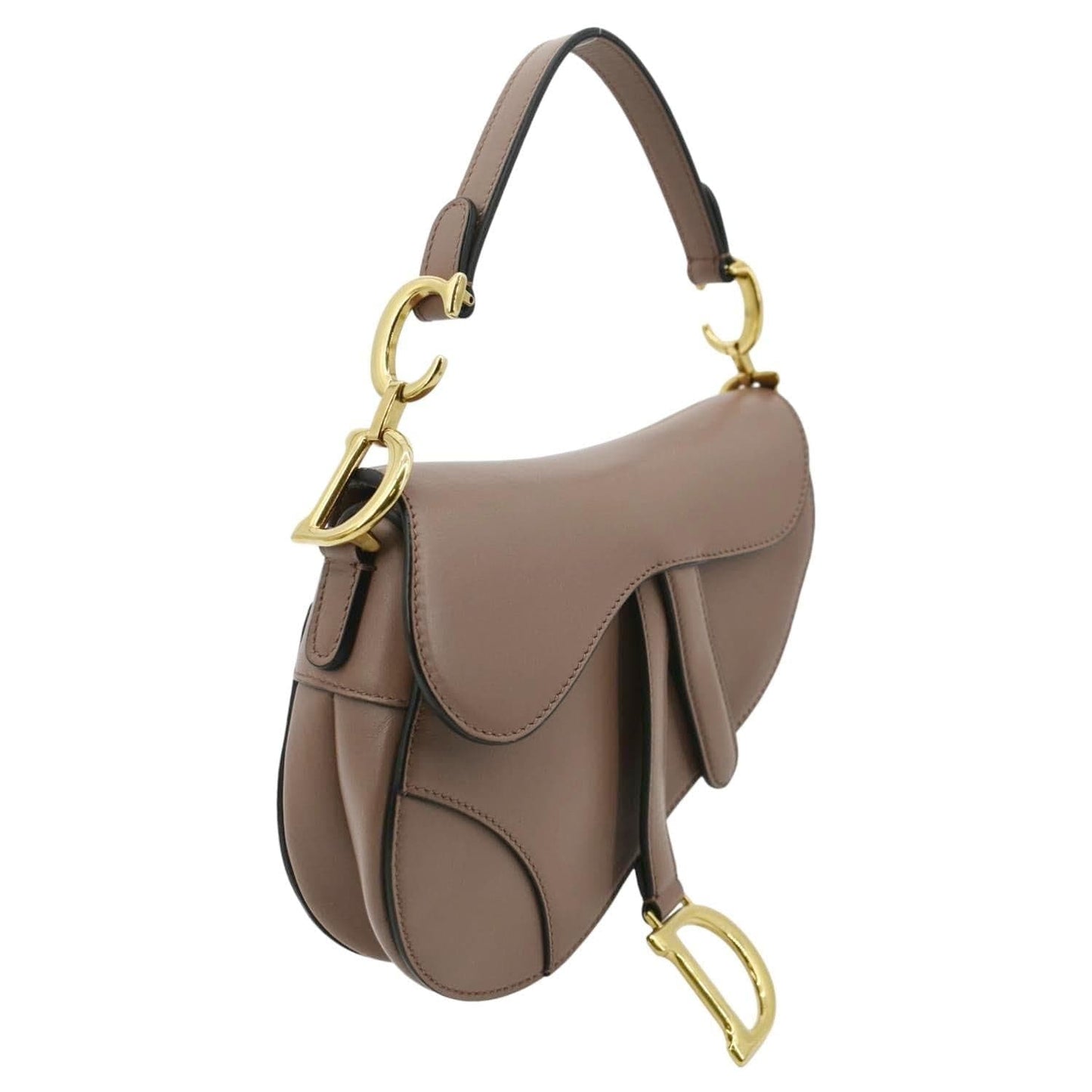 Dior Saddle Calfskin Satchel Bag Rose Taupe Leather Travel Bag