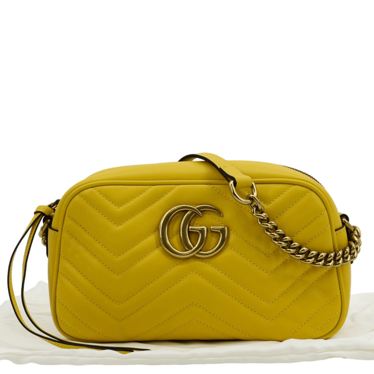 Gucci Marmont Crossbody Bag Yellow Leather Matelasse
