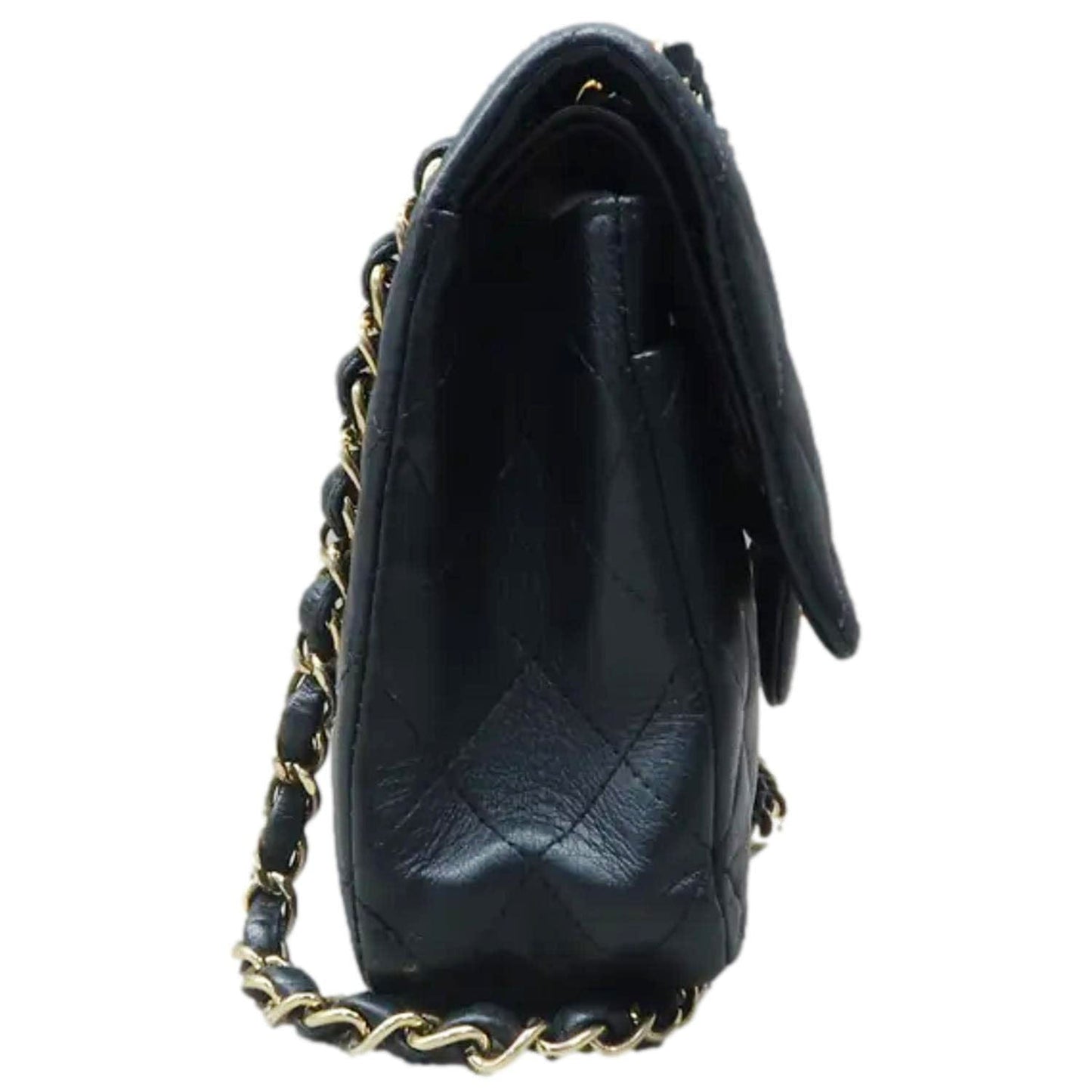 Chanel Classic Double Flap Quilted Leather Black Travel Bag Bag Black