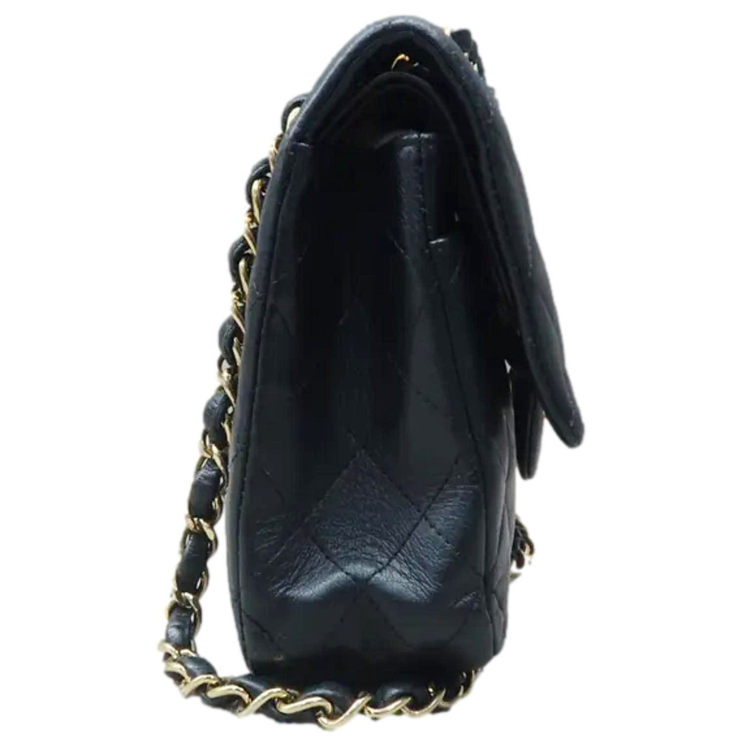 Chanel Classic Double Flap Quilted Leather Black Travel Bag Bag Black