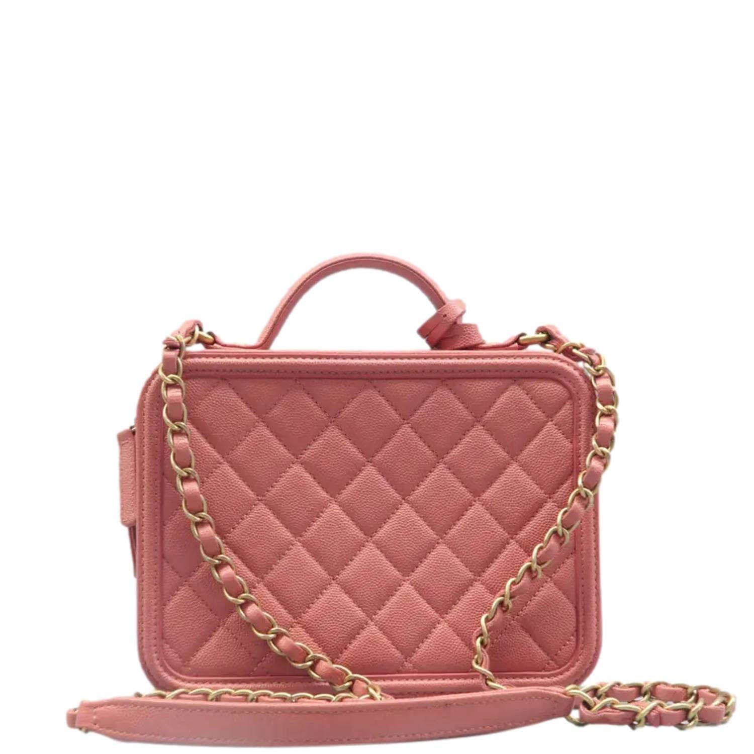 Chanel Vanity Filigree CC Caviar Quilted Pink Travel Bag Pink 1