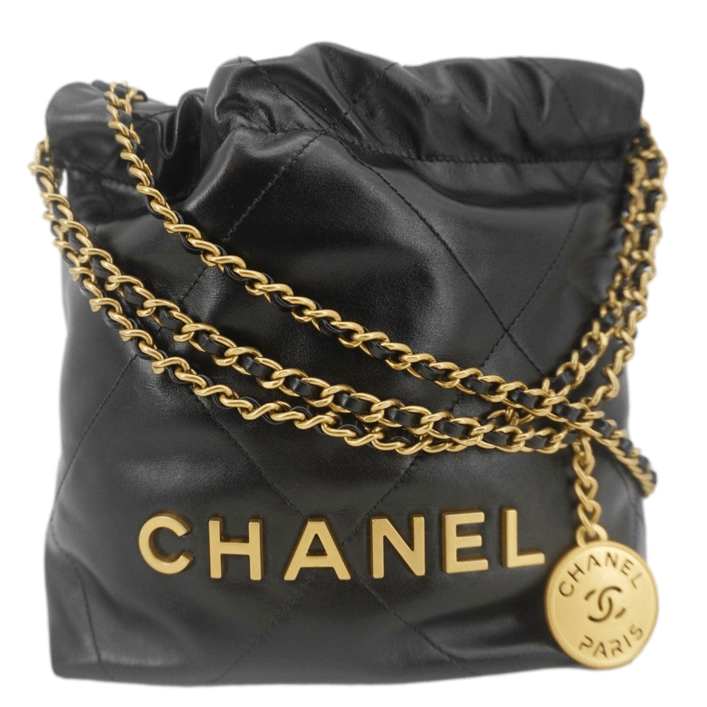 Chanel 22 Shiny Calfskin Black Leather Crossbody Bag