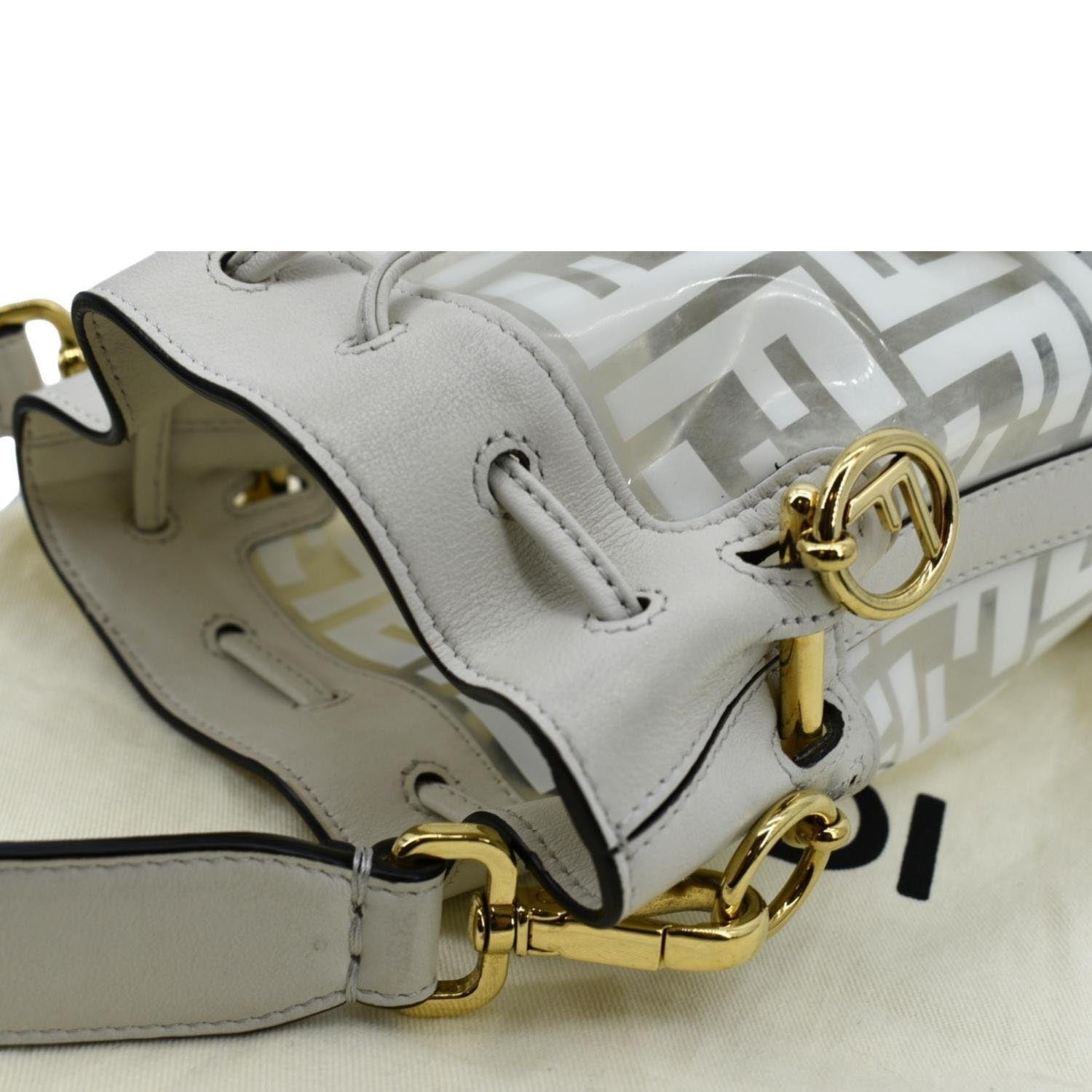 Fendi Mon Tresor Drawstring Ff Pvc Bag Leather White Bucket Bucket Bag