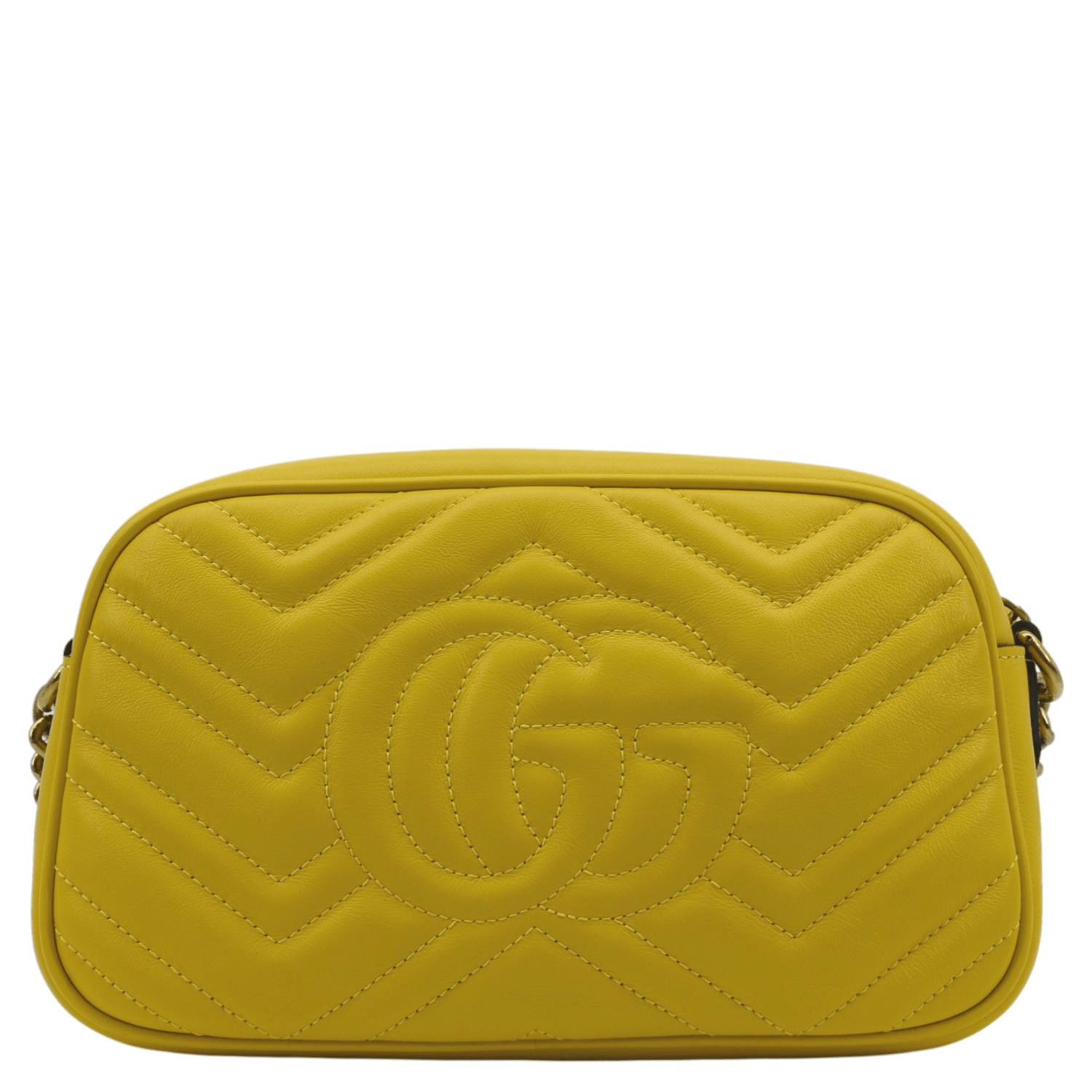 Gucci Marmont Crossbody Bag Yellow Leather Matelasse