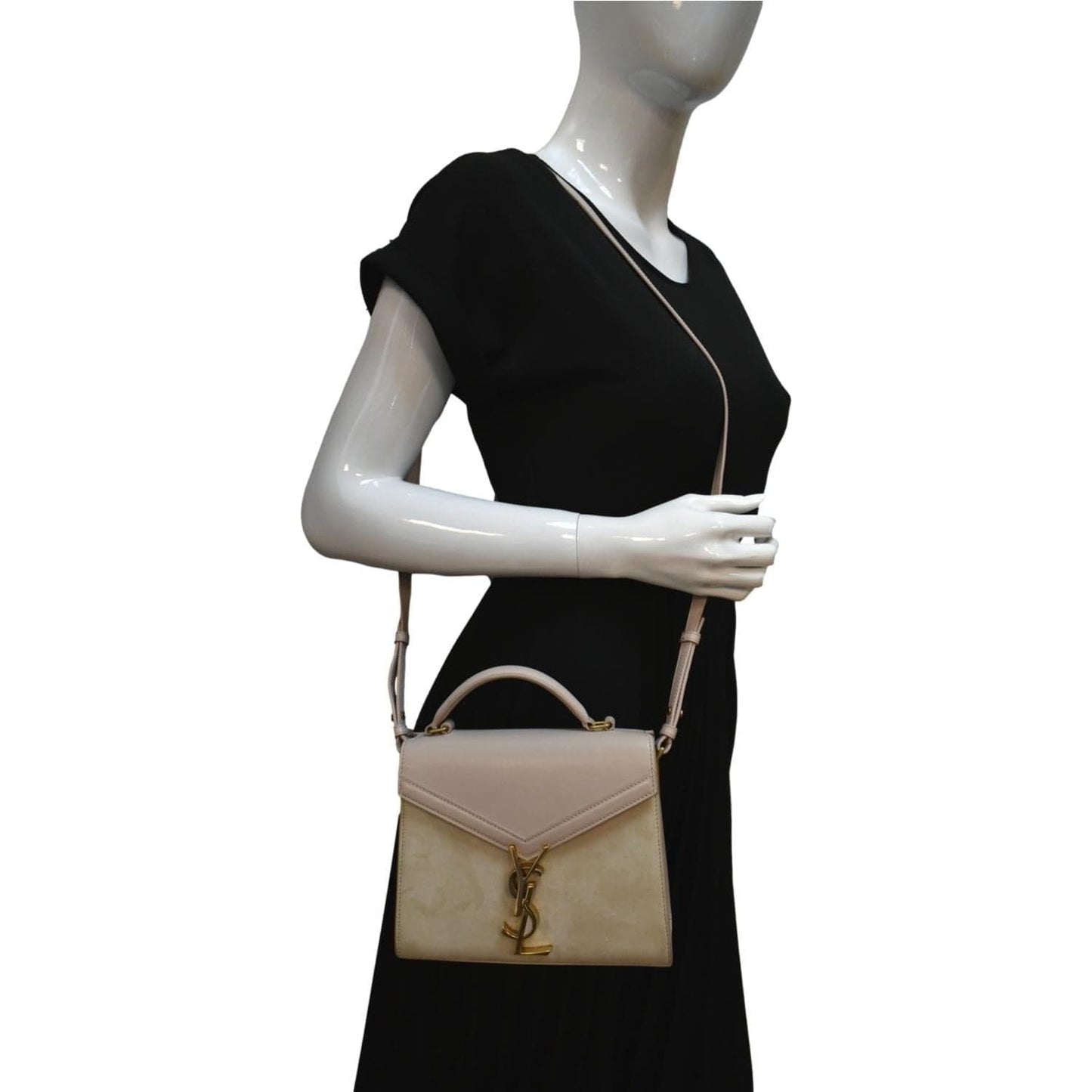 YSL Saint Laurent Saint Cassandra Calfskin Shoulder Bag Leather Cream